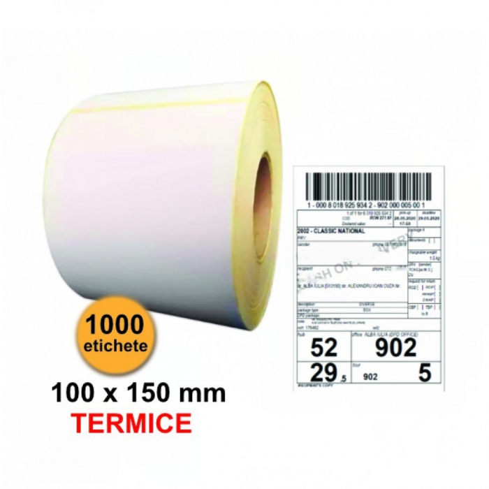 Rola etichete termice pentru awb  100x150mm, 1000 et./rola [1]