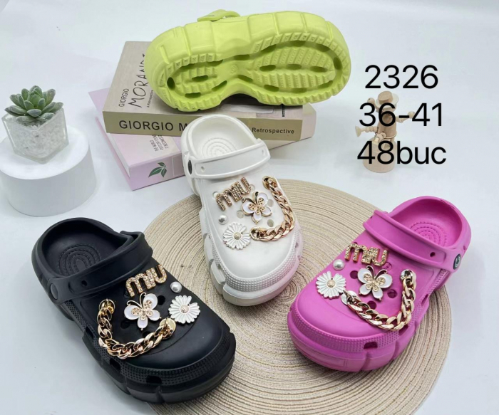 Saboti pentru Dama, Model Turnat Înalt, Accesorizat cu Lanț și Strasuri Mari – Culori Combinate (Mărimi 36-41),  [2]