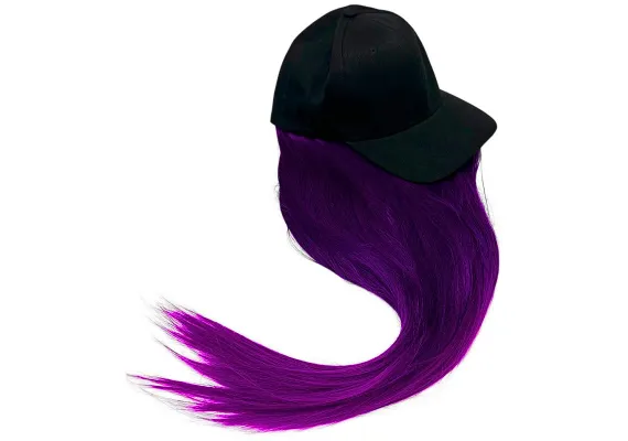 Sapca cu Peruca Mov Intens – Look Urban, Party, Cosplay, Fashion – Lungime Plete ~60cm,  [1]