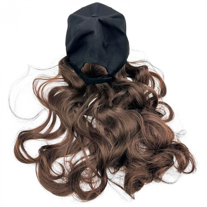 Sapca cu Peruca Saten Ondulat – Look Natural, Urban, Cosplay, Fashion – Lungime Plete ~55cm,  [4]