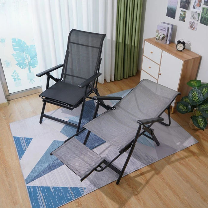 Scaun 2in1 de Gradina, , Sezlong, Suport Picioare, Pliabil, Cadru Metalic, Impermeabil, 47 x 110 x 46 cm, Negru [6]