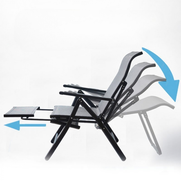 Scaun 2in1 de Gradina, , Sezlong, Suport Picioare, Pliabil, Cadru Metalic, Impermeabil, 47 x 110 x 46 cm, Negru [5]