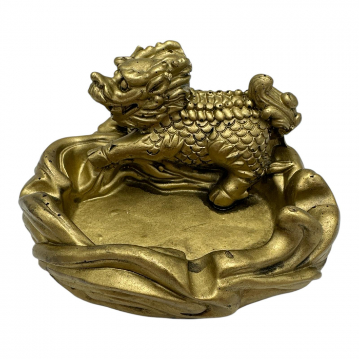 Scrumiera feng shui cu dragon 12cm – decor din rasina pentru noroc, protectie si energie pozitiva,  [2]