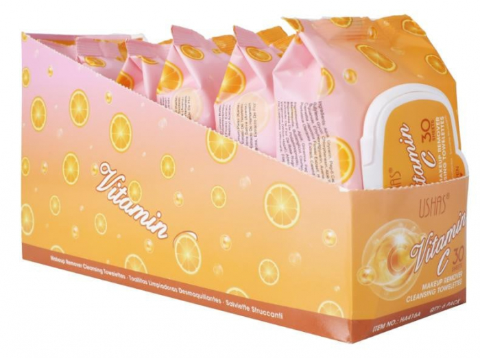 Șervețele Demachiante USHAS Vitamin C Make-Up Remover – 30 Bucăți cu Vitamina C pentru o Curățare Revitalizantă  [4]
