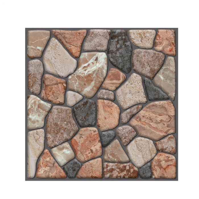 Set 10 Placi Tapet 3D, , 30 x 30 cm, din PVC, Tip Piatra, Suprafata acoperita 0.9 mp, Autoadeziv, Caramiziu [1]