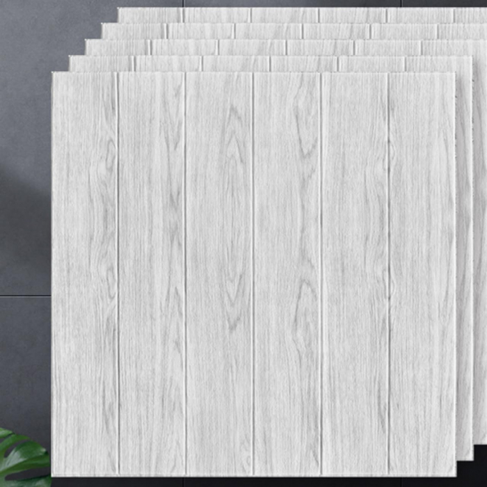 Set 10 Placi Tapet 3D, , 70 x 70 cm, Grosime 3 mm, din Rasina, Tip Placi de Lemn, Suprafata Acoperita 4.9 mp, Gri Deschis [3]