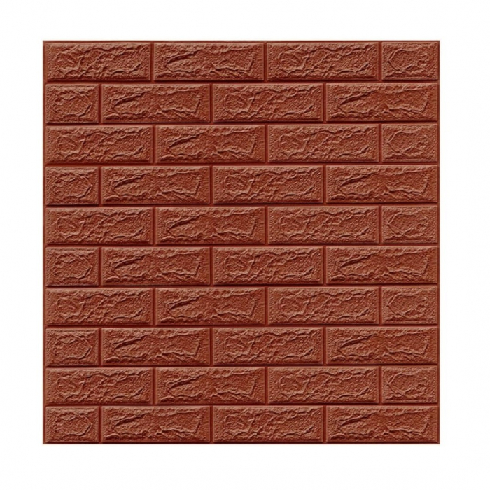 Set 10 Placi Tapet 3D, , 70 x 77 cm, Grosime 3 mm, din Polietilena, Model Caramida, Suprafata acoperita 5.3 mp, Maro [1]