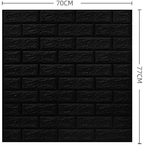 Set 10 Placi Tapet 3D, , 70 x 77 cm, Grosime 3 mm, din Polietilena, Model Caramida, Suprafata acoperita 5.3 mp, Negru [2]