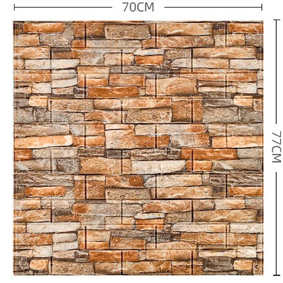Set 10 Placi Tapet 3D, , 70 x 77 cm, Grosime 3 mm, din Polietilena, Model Caramida, Suprafata acoperita 5.3 mp, Piatra Galbena [3]