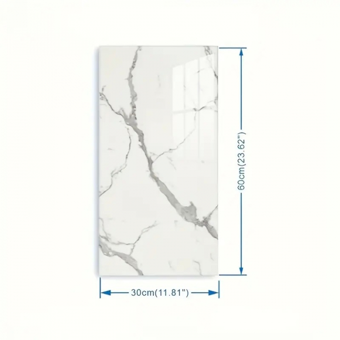 Set 10 Placi Tapet, , 60 x 30 cm, Grosime 1.5 mm, din PVC, Model Imitatie de Marmura, Suprafata acoperita 1.8 mp, Gri Deschis [3]