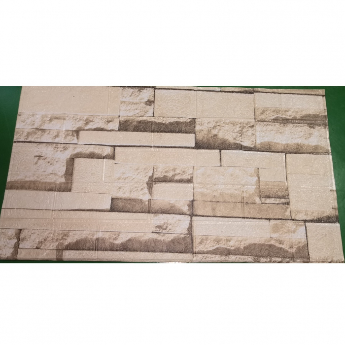 Set 10 Stickere de Perete, , Autoadezive, 70 x 77 cm, 2.5 mm Grosime, Suprafata Acoperita 5.3 mp, din PVC, Model Piatra, Bej [5]