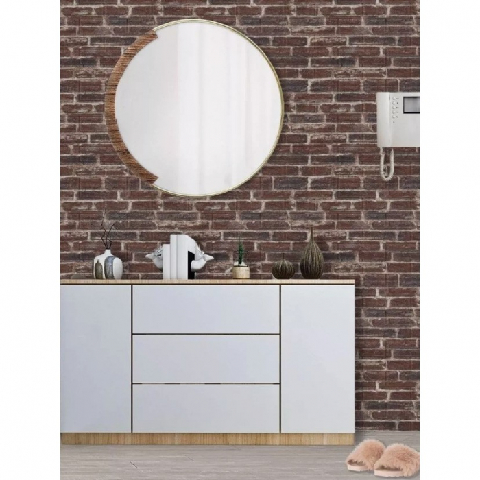 Set 10 Stickere de Perete, , Autoadezive, 70 x 77 cm, 4 mm Grosime, Suprafata Acoperita 5.3 mp, din PVC, Model Caramida Rosie, Caramiziu [5]