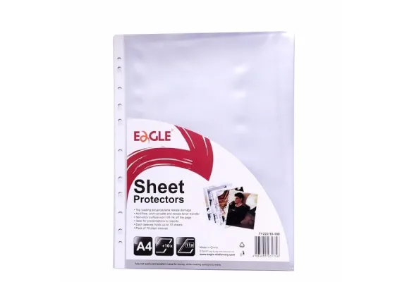 Set 100 FoliI pentru Documente Eagle A4 – 30 Microni, Transparent, Antistatic, Ideal pentru Organizare si Protectie Hartii,  [1]