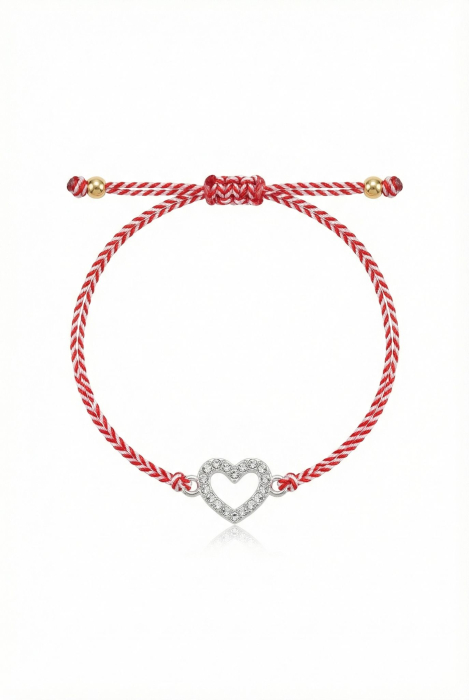 Set 12 bratari Martisor reglabile, Inima argintie cu cristale, Cadou 1 Martie [2]