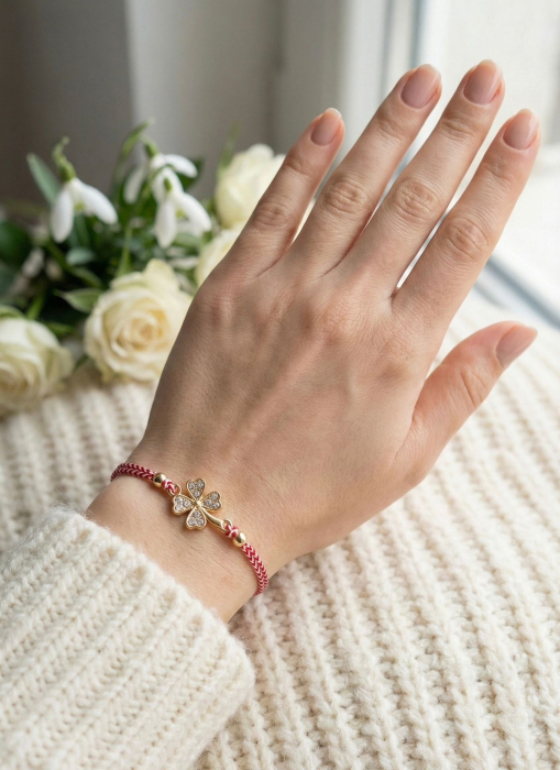 Set 12 bratari Martisor reglabile, Trifoi cu cristale, Cadou 1 Martie [4]