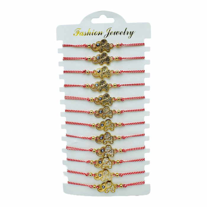 Set 12 Bratari reglabile Martisor, Elefant Norocos, model 2025,   [3]