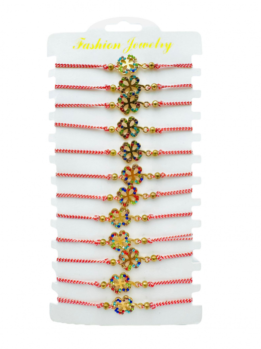 Set 12 Bratari reglabile Martisor, Trifoi Norocos, model 2025,   [3]