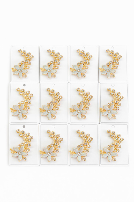 Set 12 Brose Martisor, 5 cm, Floare cu cristale, Cadou 1 Martie [2]
