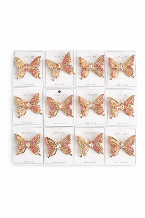 Set 12 brose Martisor, 5 cm, Fluture cu cristale, Cadou 1 Martie [2]