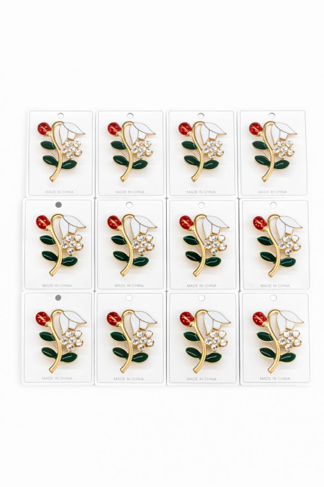 Set 12 brose Martisor, 5 cm, Ghiocel cu buburuza, Cadou 1 Martie [2]