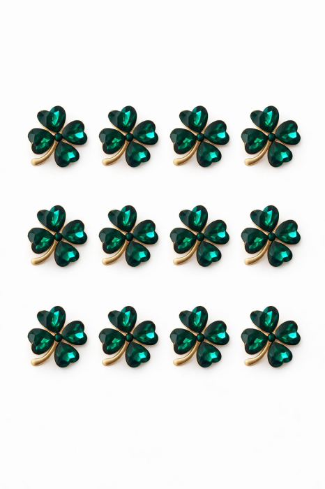 Set 12 brose Martisor, 5 cm, Trifoi norocos, Cadou 1 Martie [2]