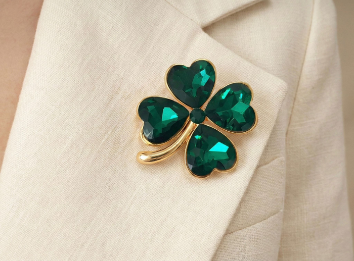 Set 12 brose Martisor, 5 cm, Trifoi norocos, Cadou 1 Martie [3]