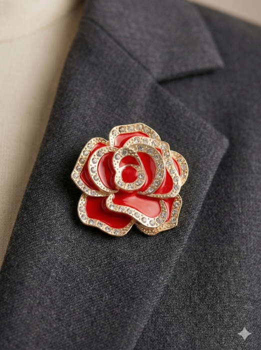 Set 12 Brose Martisor, 5cm, Trandafir cu cristale, Cadou 1 Martie [3]