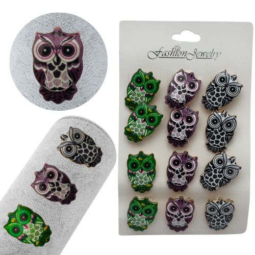Set 12 brose Martisor, Bufnite dragalase colorate, editie 2025  [3]