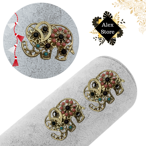 Set 12 brose Martisor, Elefant simpatic cu pietricele, editie 2025  [4]