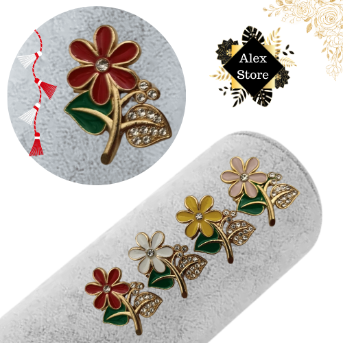 Set 12 brose Martisor, Floricele superbe diverse culori, editie 2025  [4]