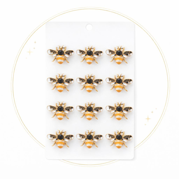 Set 12 brose Martisor pe carton prezentare, 17x10 cm, Cadou 1 Martie, Albina harnica [2]