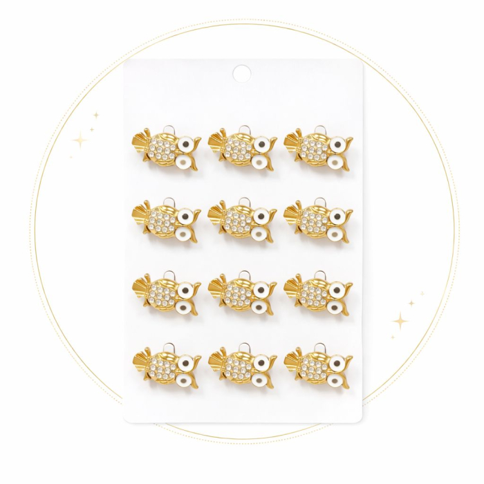 Set 12 brose Martisor pe carton prezentare, 17x10 cm, Cadou 1 Martie, Bufnita inteleapta [2]