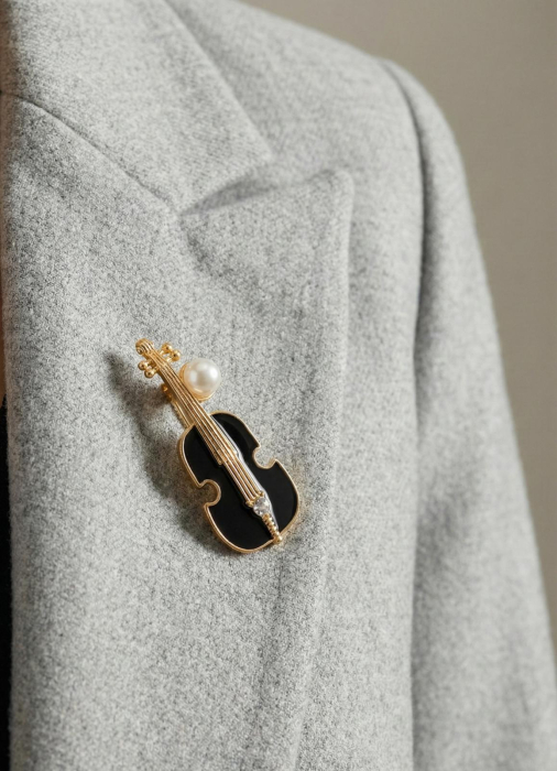 Set 12 brose Martisor pe carton prezentare, 17x10 cm, Cadou 1 Martie, Chitara diverse culori [3]