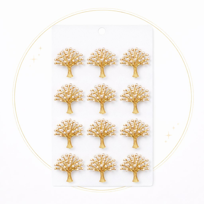 Set 12 brose Martisor pe carton prezentare, 17x10 cm, Cadou 1 Martie, Copacul vietii [2]