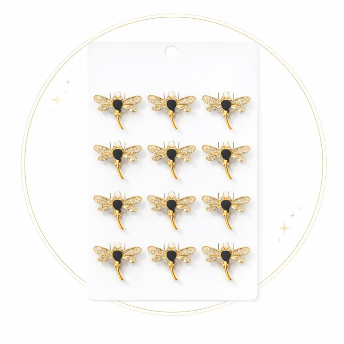 Set 12 brose Martisor pe carton prezentare, 17x10 cm, Cadou 1 Martie, Libelula delicata [2]