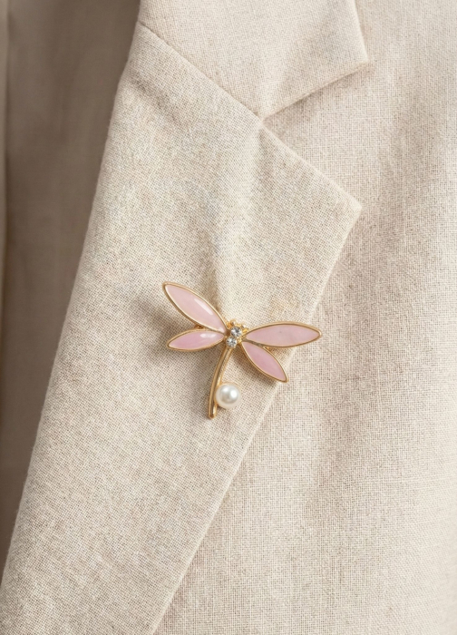 Set 12 brose Martisor pe carton prezentare, 17x10 cm, Cadou 1 Martie, Libelule diverse culori [3]