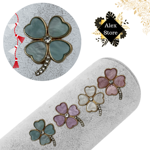 Set 12 brose Martisor, Trifoi cu 4 foi diverse culori, editie 2025  [4]