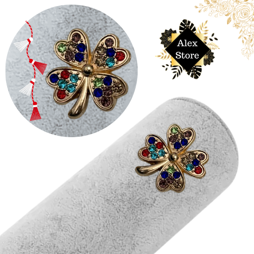 Set 12 brose Martisor, Trifoiasi cu pietricele colorate, editie 2025  [3]