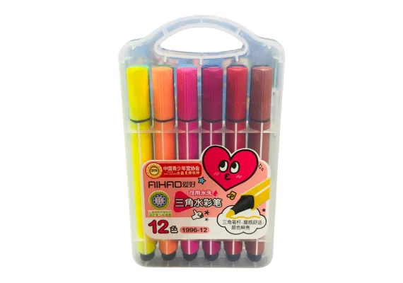 Set 12 carioci groase Aihao, triunghiulare, caseta pvc,  [1]