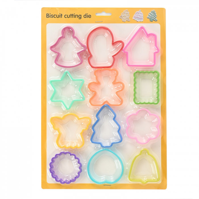 Set 12 forme pentru prajituri , material polipropilena, diverse forme, pentru orice ocazie,  adancime 1.6 cm, 23.3 x 33.5 x 1.8 cm, multicolor [1]