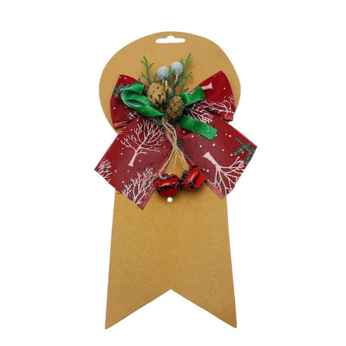 Fundita decorativa Craciun – 2 culori (rosu/auriu), cu conuri si clopotei – pentru usa, coronite si cadouri 17x15cm [5]