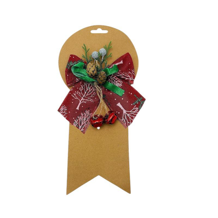 Fundita decorativa Craciun – 2 culori (rosu/auriu), cu conuri si clopotei – pentru usa, coronite si cadouri 17x15cm [2]