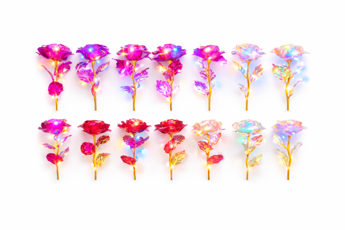 Set 14 flori artificiale cu LED si baterii incluse, ambalaj cadou, multicolor, 20 x 7 cm [3]