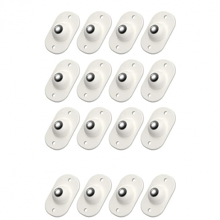 Set 16 Roti Autoadezive Universale, , pentru Mutat Mobila, Rotire 360 de Grade, Usor de Montat, ABS, 4.5x2.8x1.4 cm, Alb [1]