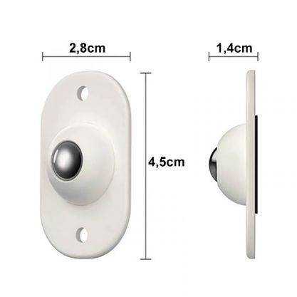 Set 16 Roti Autoadezive Universale, , pentru Mutat Mobila, Rotire 360 de Grade, Usor de Montat, ABS, 4.5x2.8x1.4 cm, Alb [2]