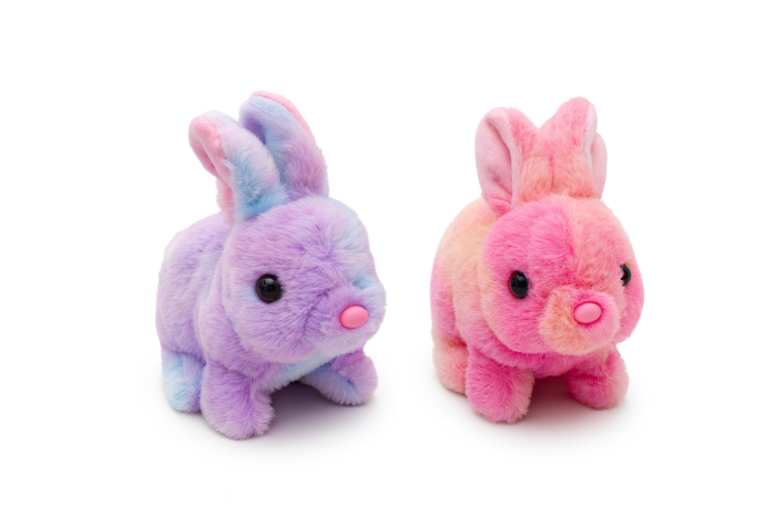 Set 2 Iepurasi Interactivi – Plus Colorat cu Sunete si Mers, Model Roz si Mov [1]
