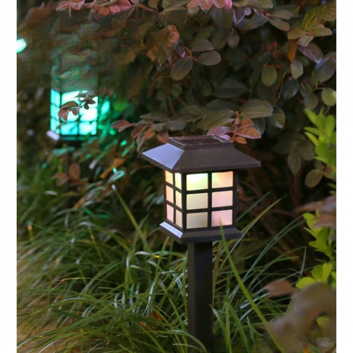 Set 2 Lampa solara Led pentru gradina, Tip felinar, , Alb cald [4]