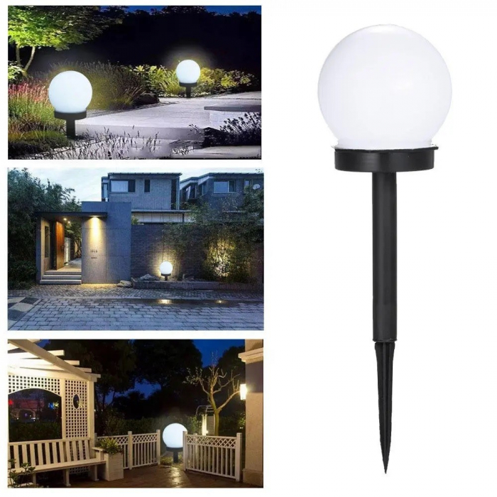 Set 2 Lampi Solare LED, , Forma Sferica, Tip Glob, Diametru 10 cm, Alb Rece [3]