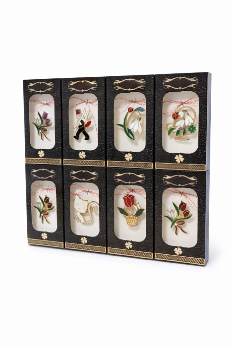 Set 20 brose martisor marime medie, modele variate, ambalaj individual elegant 12x6cm [2]