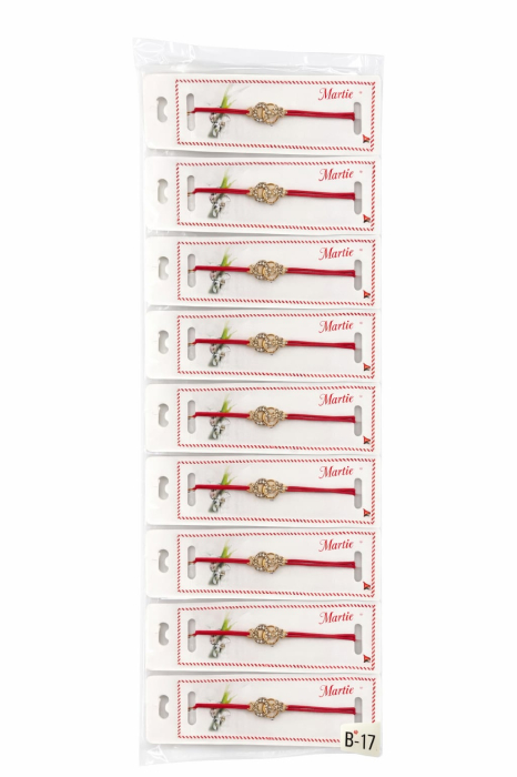 Set 24 bratari martisor 12x3 cm snur rosu cu charm cercuri aurii, cadou primavara [3]